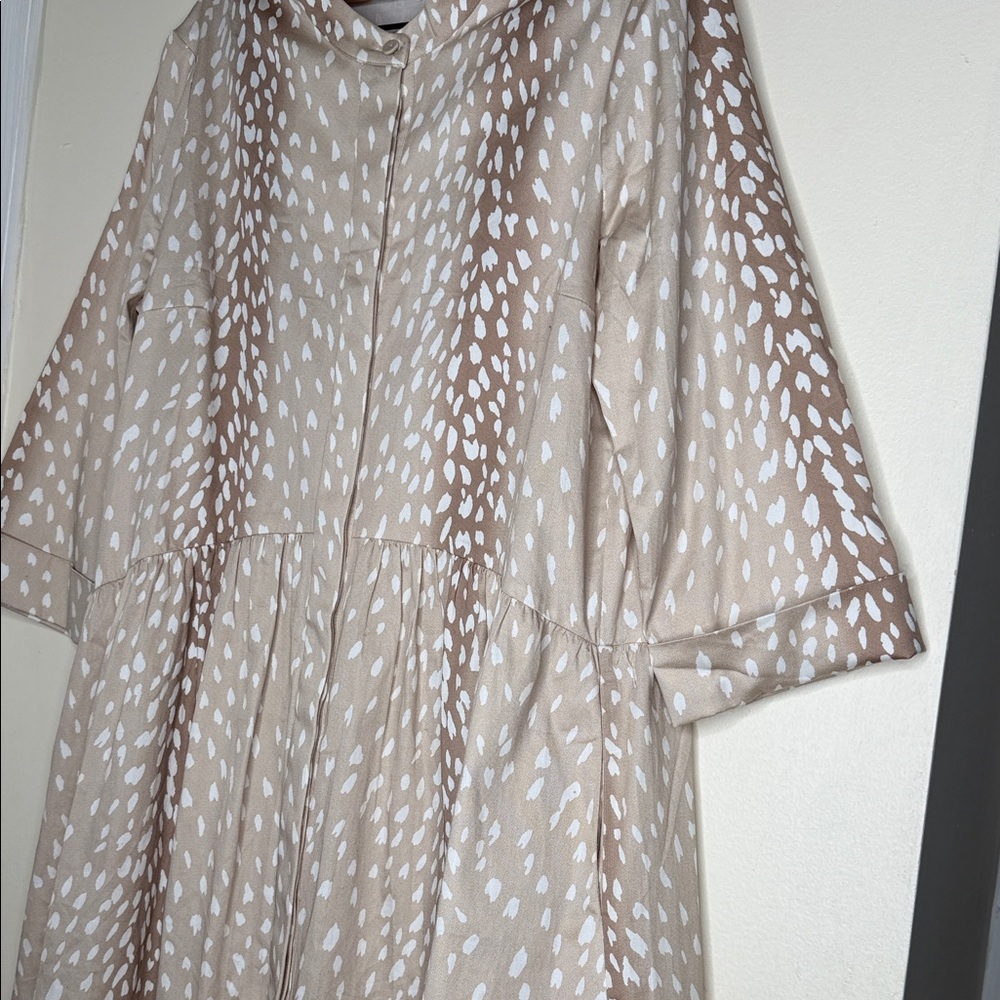 Tuckernuck Antelope Royal Shirt Dress S Beige Animal Deer Print Coastal Chic - Picture 5 of 9